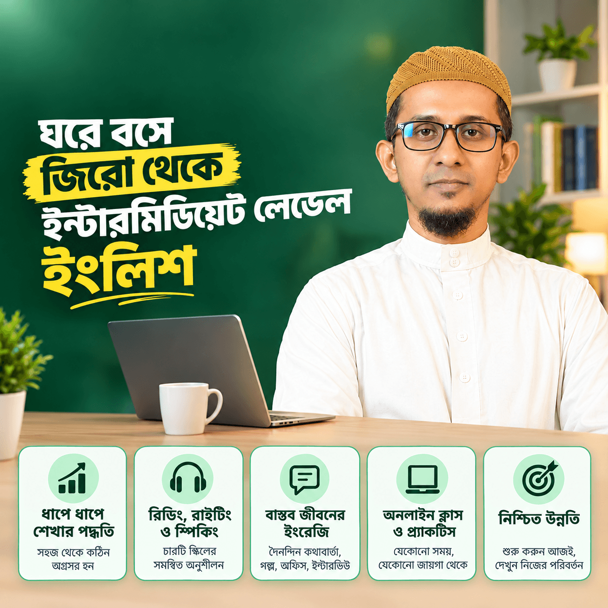 বিগিনার্স; ঘরে বসে জিরো টু ইন্টারমিডিয়েট লেভেল ইংলিশ 