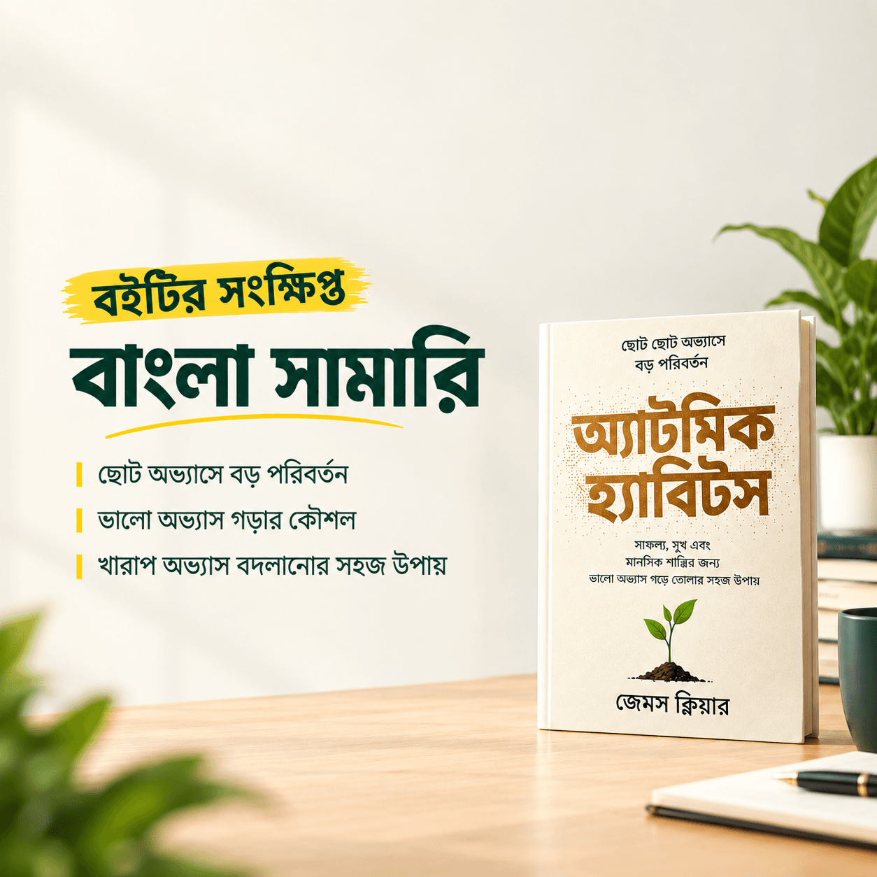 অ্যাটমিক হ্যাবিটস; ক্ষুদ্র অভ্যাস, অসাধারণ ফলাফল (মর্মানুবাদ) — বইয়ের কভার